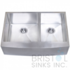 B924 APRON FRONT FARMHOUSE KITCHEN OFFSET BOWL SINK S. STEEL
